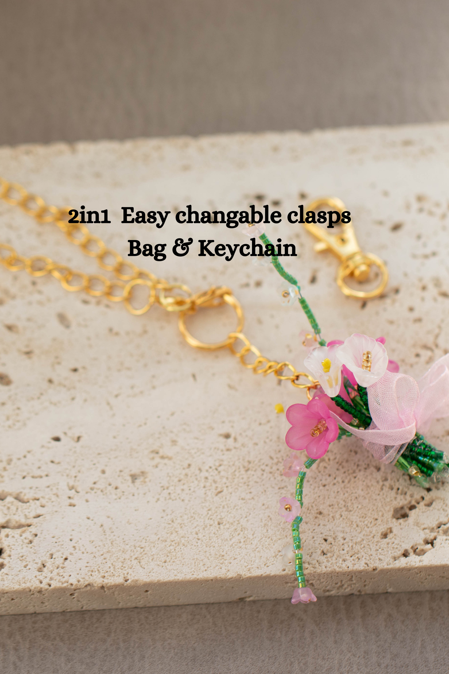 Handmade Beaded Flower Bouquet Keychain – Aesthetic Floral Bag Charm Accessory