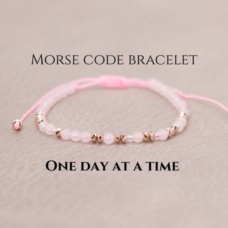Love bracelet - Rose quartz Hematite Morse code bracelet - Secret message bracelet