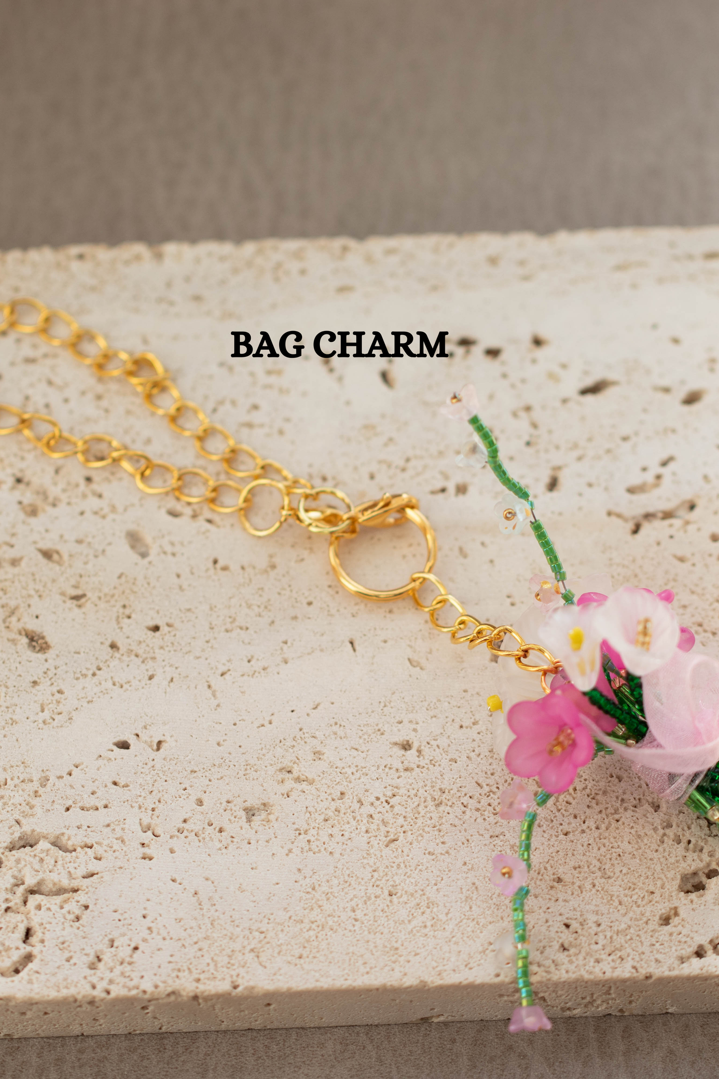 Handmade Beaded Flower Bouquet Keychain – Aesthetic Floral Bag Charm Accessory