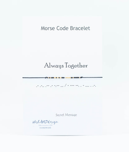 Always Together Morse Code Bracelet - handmade Morse code bracelet with glass seed beads on nylon cord, photo 6 of 9