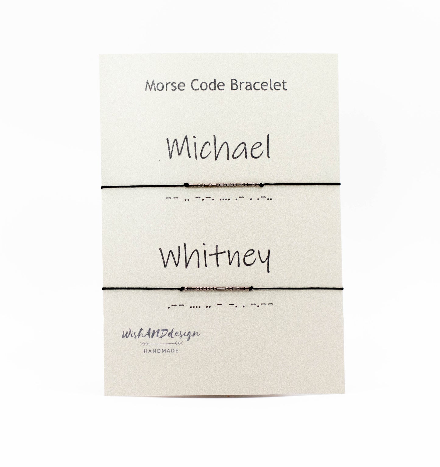 Custom name couple morse code bracelet set of 2