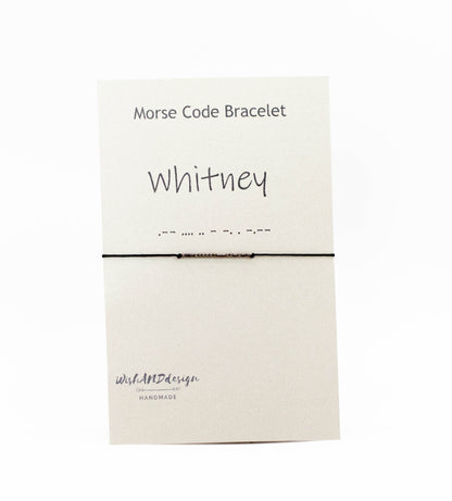 Single personalized Morse Code bracelet with sterling silver beads and custom secret message.