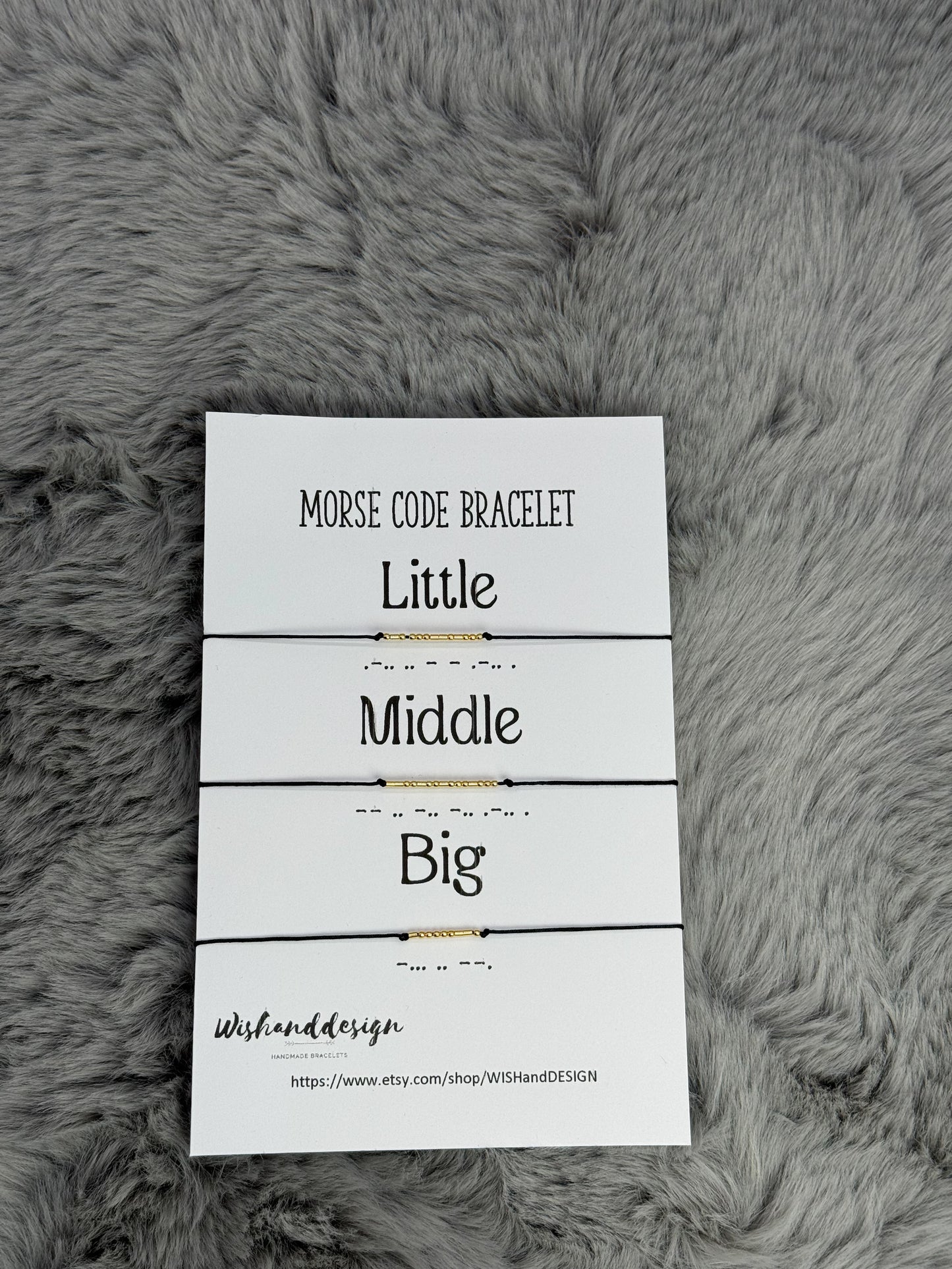 Big Little Middle siblings Morse code bracelet