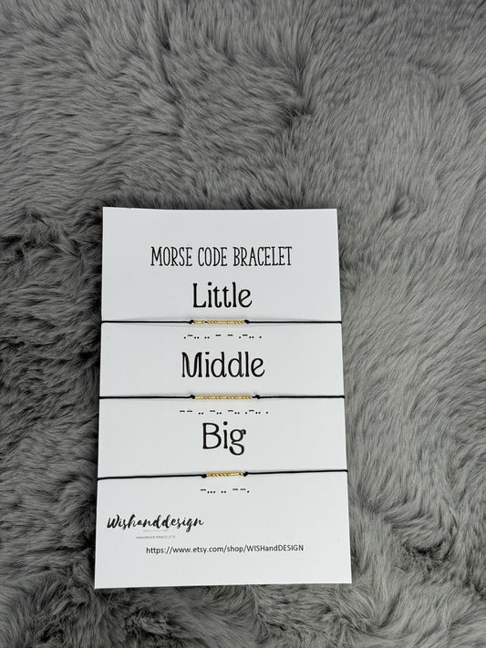 Big Little Middle siblings Morse code bracelet