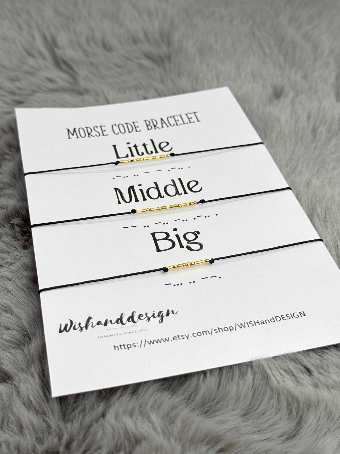 Big Little Middle siblings Morse code bracelet