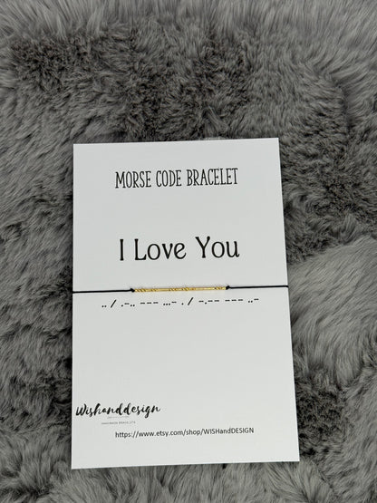 I Love You Morse code bracelet with 925 sterling silver beads