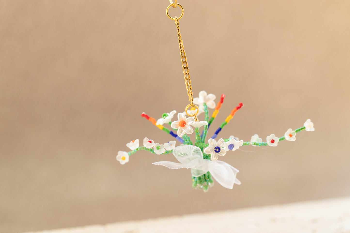 Handmade Rainbow Pride Flower Bouquet Keychain – LGBTQ+ Aesthetic Bag Charm