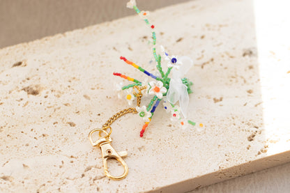Handmade Rainbow Pride Flower Bouquet Keychain - LGBTQ+ Bag Charm - handmade beaded flower bouquet keychain, photo 8 of 11