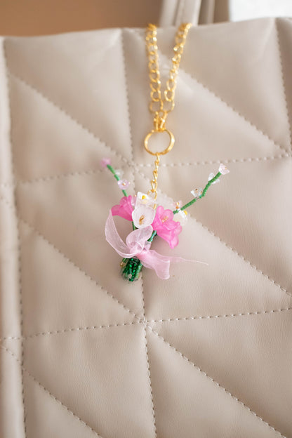 Handmade Beaded Flower Bouquet Keychain - Floral Bag Charm - handmade beaded flower bouquet keychain, photo 15 of 15