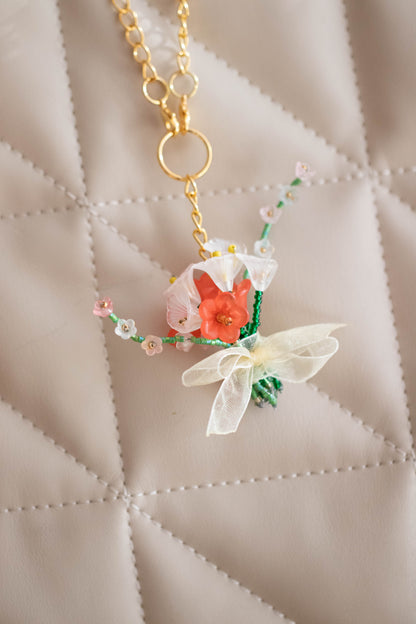 Handmade Beaded Flower Bouquet Keychain - Floral Bag Charm - handmade beaded flower bouquet keychain, photo 14 of 15