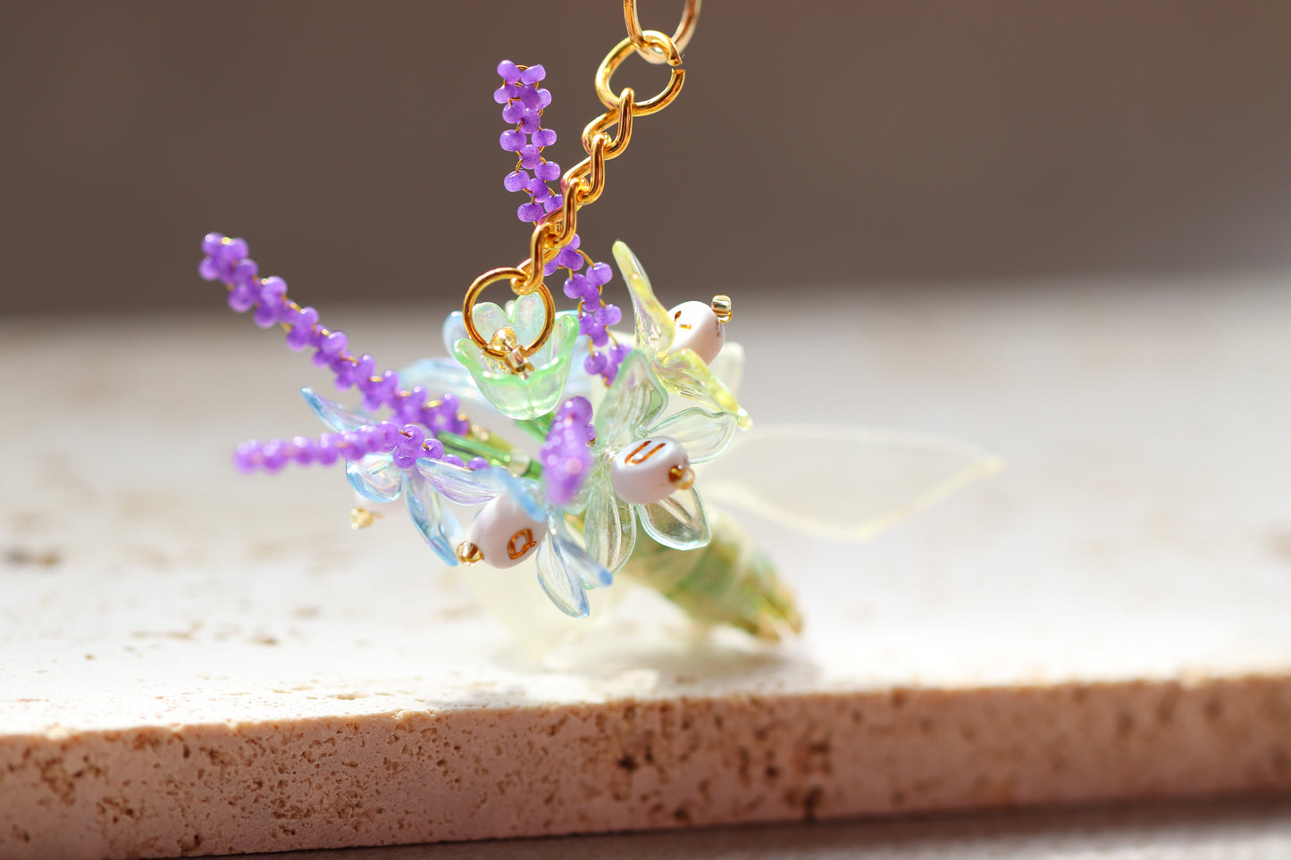 Personalized Beaded Flower Bouquet Keychain – Custom Name Bag Charm (Up to 5 Letters)