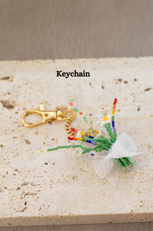 Handmade Rainbow Pride Flower Bouquet Keychain – LGBTQ+ Aesthetic Bag Charm