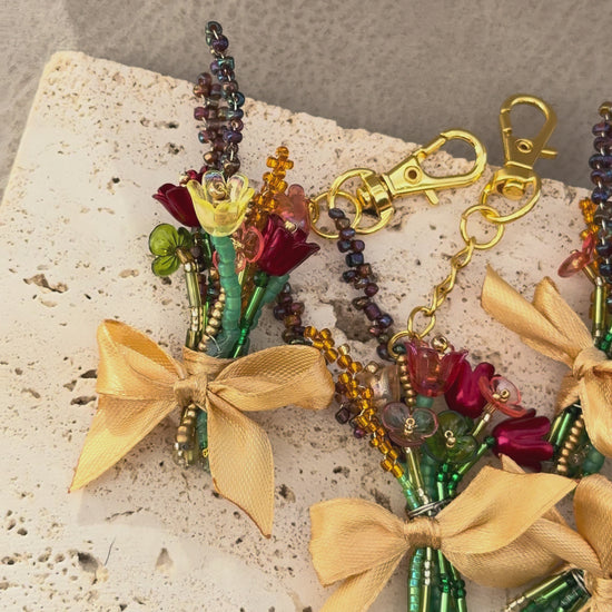 beaded flower keychain
