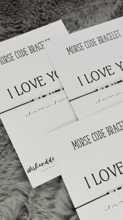 I Love You Morse Code Bracelet - Black & White