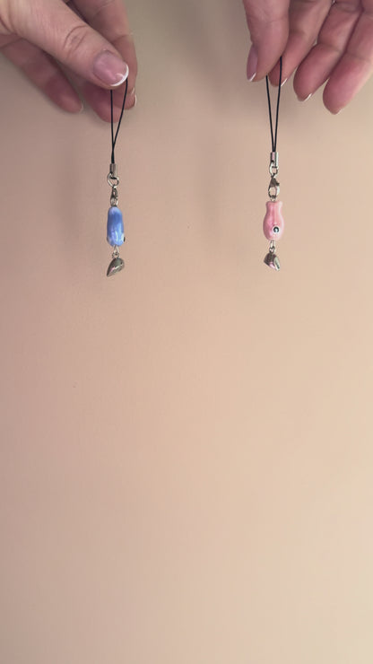 Handmade Ceramic Fish Couple Keychain Set - Funny Couples Gift